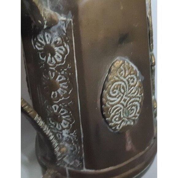Antique Art Nouveau Copper Jug With Brass Ornaments -1900-1920 Moroccan Tea Pot - Picture 13 of 16